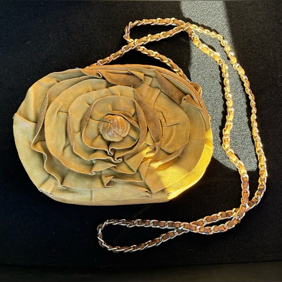 Nordstrom Genuine Leather Yellow Rose Crossbody - Picture 1 of 3